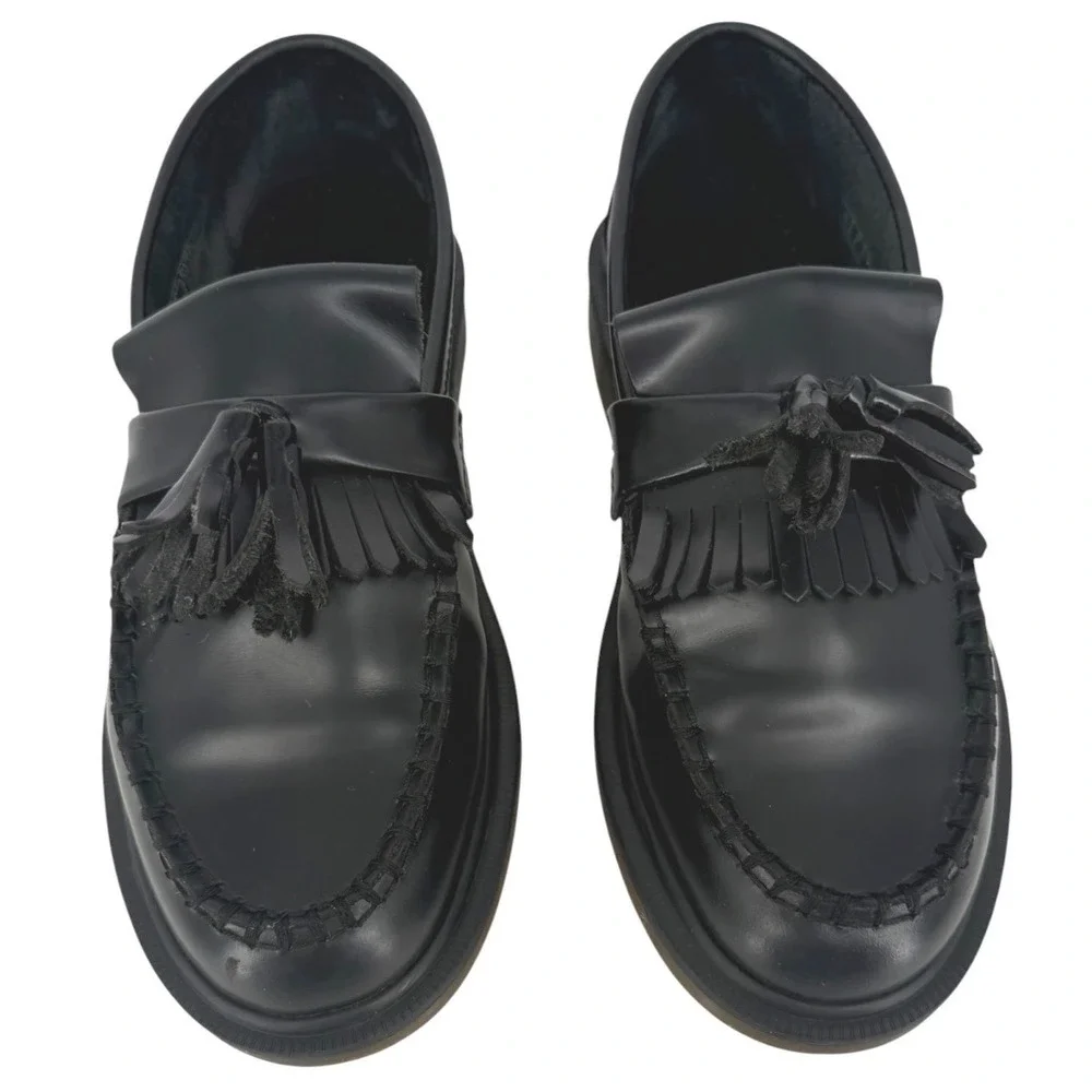 Dr. Martens Adrian Smooth Leather Tassel Loafer Shoes Black Womens Size 8 Mens 7